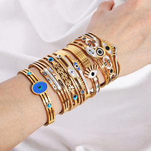 Bracciale da donna in acciaio inossidabile placcato oro anti-sbiadimento con occhio di diavolo, nuova moda 2026, braccialetti in acciaio al titanio anti-sbiadimento - Product Image 2