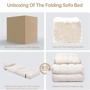 Foldable <b>Sofa</b> Bed With Backrest Support Square Shape Foam Filling Multifunctional Portable Lounge Chair For Adults And Children - Product Image 3