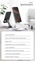 DH27 Métal Pliable 360 °   Support de téléphone portable de bureau rotatif à 360° avec hauteur réglable pour smartphone