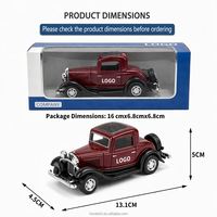 Modèle de voiture miniature vintage à l'échelle 1:32 avec logo personnalisé, coupé rétro en alliage avec portes ouvrables, collection pour adultes à partir de 14 ans OEM
