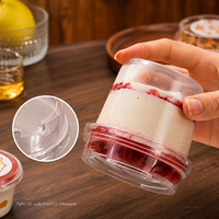 Gobelet à dessert rond en PET transparent jetable avec couvercle, récipient pour mousse, pudding, yaourt, tiramisu, bol de rangement pour gâteau à emporter en plastique