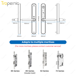 Serrure de sécurité intelligente numérique à empreinte digitale en acier inoxydable et aluminium pour porte coulissante en verre, avec application TT Lock - Product Image 2