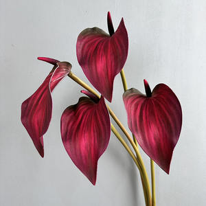 Fleurs artificielles d'Anthurium en EVA <span class=keywords><strong>de</strong></span> haute qualité, 74 cm, toucher réel, couleur automne, en vrac pour la décoration intérieure - Product Image 6