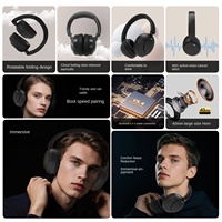 Headset Stereo Bass Lipat Nirkabel Terbaru, Handsfree, untuk Olahraga, Musik, Gaming, dengan ANC (Peredam Kebisingan) dan Desain Over-Ear