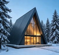 Maison préfabriquée en forme de A, structure en acier léger préfabriquée, design triangulaire au style unique