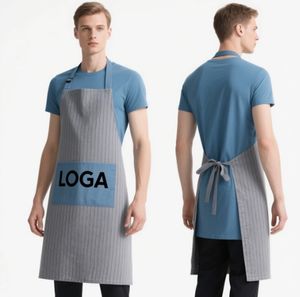 Delantal de precio de fábrica negro gris algodón liso poliéster hombres mujeres cocina limpieza delantal de cocina con impresión de logotipo personalizado - Product Image 1