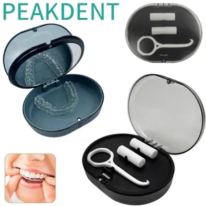 2-Layer Orthodontic Retainer Storage <b>Box</b> with Mirror Portable Cleaning&Soaking Case for Invisible Braces Travel Container - Product Image 1