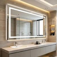 Miroir de salle de bain LED sans cadre, mural, anti-buée, avec éclairage, commande tactile, 3 températures de couleur, à intensité variable