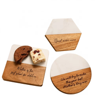 Sous-verre carré/rond en bois et marbre pour tasse à café - Dessous de plat résistant à la chaleur avec logo personnalisé