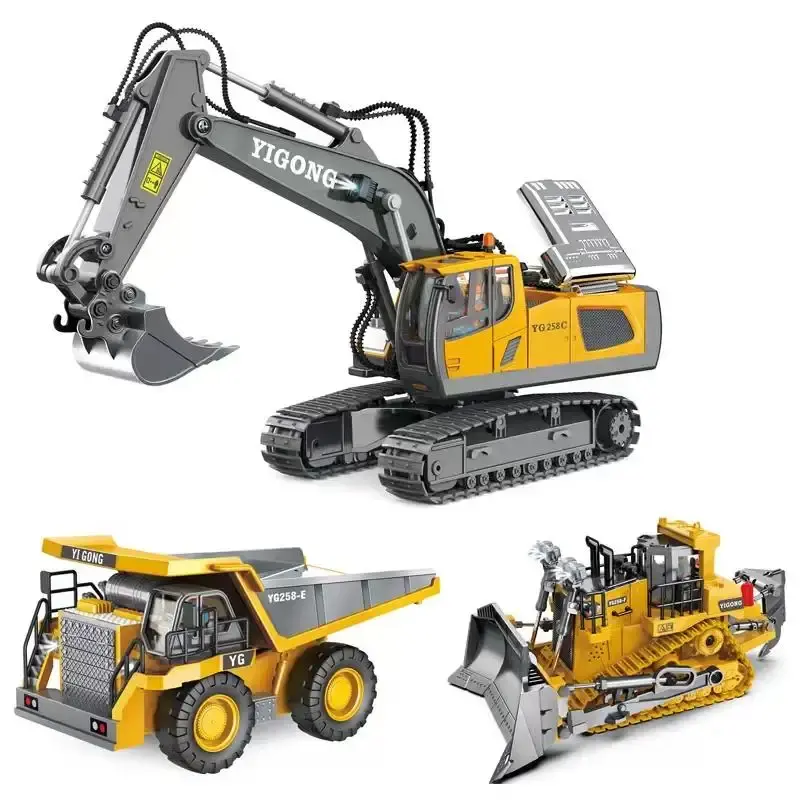 11 Channel 1:20 2.4GHz 11CH RC Mainan Truk Konstruksi Kendaraan Rekayasa Logam RC Excavator