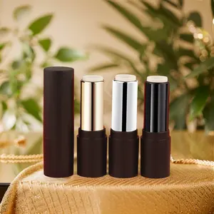 哑光黑色空塑料唇彩管可再填充润唇膏瓶和口红管支架，用于DIY化妆品