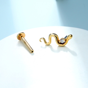 Piercing hélicoïdal en <span class=keywords><strong>or</strong></span> massif 14 carats styles multiples 20g cerceaux stud forme de serpent piercing nez oreille anneaux lèvre piercing pour les femmes - Product Image 4