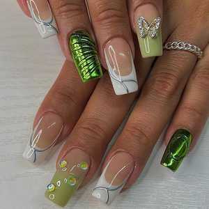 Haute qualité <span class=keywords><strong>prix</strong></span> de gros ballerine diamant paillettes <span class=keywords><strong>faux</strong></span> ongles artificiels <span class=keywords><strong>faux</strong></span> ongles personnalisés presse sur - Product Image 2