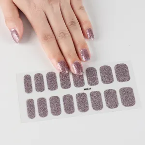 16 pezzi di fabbrica vende cosmetici Bling Gel adesivo per unghie nessun odore Eco-friendly tinta unita involucro per unghie imballaggio adesivo di sicurezza fai da te