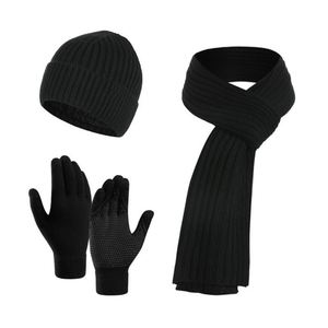<b>Beanie</b> <b>Hat</b> Set Knit Touch Screen Gloves Long Scarf Caps Fleece Lined Winter Promotional Gift - Product Image 2
