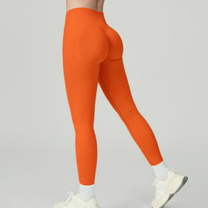 Pantalons de yoga neufs, solides, européens et américains, taille serrée, hanches, séchage rapide, sans couture, haute élasticité, fitness, longueur <span class=keywords><strong>cheville</strong></span> - Product Image 6