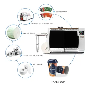 โรงงานเครื่องถ้วยกระดาษชนิดใหม่ 22kw เครื่องทําถ้วยกระดาษความเร็วสูงสายการผลิตเครื่องจักรถ้วยกระดาษอัตโนมัติ