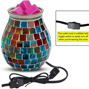 Brûleur de cire électrique de luxe en <span class=keywords><strong>Pyrex</strong></span> pour huiles essentielles et encens, avec plaque en verre mosaïque - Product Image 1