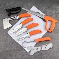 Ensemble de couteaux à fileter le poisson personnalisable avec poignée en plastique antidérapante planche à découper à lame fixe gants tige d'affûtage étui de transport