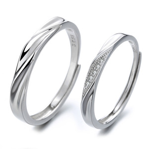 Bague <span class=keywords><strong>de</strong></span> mariage 2026 « Amour Entrelacé » style mignon pour fête, motif croix et rivière d'amour, en argent sterling 925, bagues <span class=keywords><strong>de</strong></span> couple - Product Image 2
