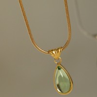 Gota de agua Birthstone Pvd 18K chapado en oro de acero inoxidable para colgante joyería de moda collares para mujeres