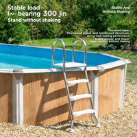 Escalier de piscine double face en acier inoxydable, marches en ABS, finition résistante à la corrosion, installation facile, antidérapant pour piscines hors sol