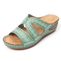 Sandales compensées à plateforme pour femmes, à triple bride, design ajouré, chaussures de plage d'été à semelle souple, grandes tailles
