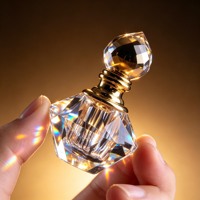 Boîte d'emballage personnalisée de luxe vide pour flacon d'huile essentielle d'attar arabe de 1 ml, en verre transparent décoratif, cristal, Oud