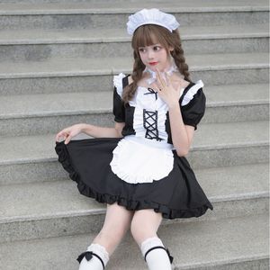 Japanese Style Maid Costume Black Polyester Cosplay Outfit For Anime Role Playing Fresh Sweet Design - Product Image 1