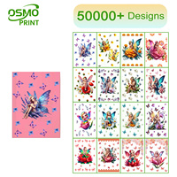 Autocollants et enveloppes décoratives OSMO de qualité supérieure, motif floral bleu rose, pour couvertures de livres et carnets A5, A6, A7, transfert UV DTF