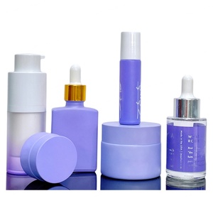 Cosmetic Skincare Packaging 30g 50g 60g Matte Frosted Purple Jar Empty Eye Face Hand Cream Ceramic Glass Jar - Product Image 5