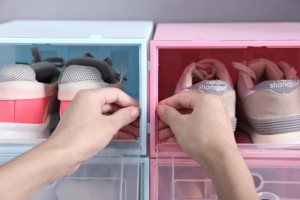 Boîte de rangement <span class=keywords><strong>transparente</strong></span> pour chaussures en plastique, conteneur pour baskets, boîte à chaussures en gros - Product Image 4