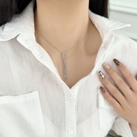 Collier pendentif chaîne à pampilles verticales en argent 925 plaqué or, bijou minimaliste délicat pour clavicule, cadeau pour femme