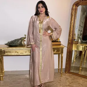 Dubai Arabische Moslim Abaya Jurk Voor Vrouwen Fall 2021 Champagne Marokkaanse Kaftan Hooded Gewaad Turkse Islamitische Jalabiya