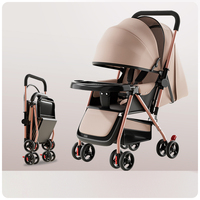 Poussette en lin bidirectionnelle cadre en acier inoxydable pour 0-3 ans Compact pliable haute vue grande roue arrière 20KG capacité de charge peut