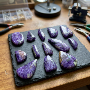Natural Russian Charoite Loose Gemstone Swirl Purple Cabochon Flatback Wholesale Gemstones for Fine Jewelry Making - Product Image 2