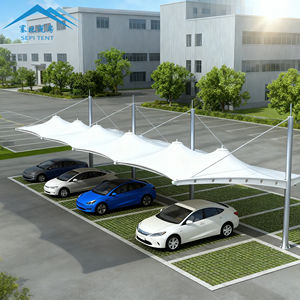 โครงสร้างเหล็กขนาดใหญ่คุณภาพสูง ทนทาน ผ้าคลุม PVDF สำหรับจอดรถเดี่ยวหรือคู่ กันน้ำ - Product Image 1