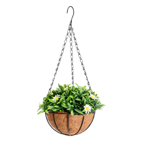 Decoración de boda <span class=keywords><strong>para</strong></span> el hogar, hoja verde artificial con flor de Margarita blanca en cadena con forro de coco, cesta redonda, <span class=keywords><strong>para</strong></span> la boda, en el hogar, en el exterior - Product Image 2