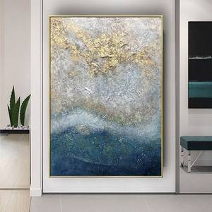 Fábrica al por mayor <span class=keywords><strong>cuadro</strong></span> <span class=keywords><strong>abstracto</strong></span> grande sobre lienzo <span class=keywords><strong>gris</strong></span> oro blanco marco moderno Arte <span class=keywords><strong>Abstracto</strong></span> decoración del hogar pintura al óleo de pared - Product Image 3