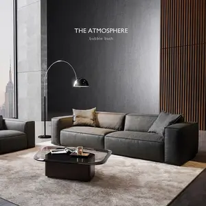 Quality Furniture Maker German Black Leather Modular Sofa Set