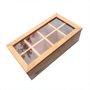 Wooden Foldable Handmade Durable Easy-to-Clean <b>Tea</b> Storage <b>Box</b> with Lid 8 Compartments Rectangular Shape for Home & Office Use - Product Image 5