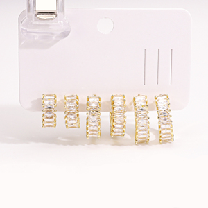 CM Jewelry Ingrosso Set di <span class=keywords><strong>Orecchini</strong></span> da <span class=keywords><strong>Donna</strong></span> in Ottone Placcato <span class=keywords><strong>Oro</strong></span> 14k con Zirconi, Eleganti e di Tendenza, Idea Regalo per Appuntamento - Product Image 2
