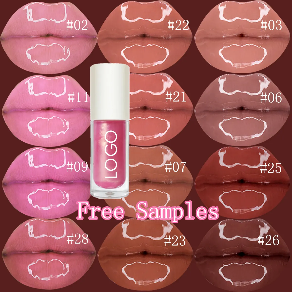 Logotipo personalizado nuevo color rosa nude brillo de labios vegano brillo de labios tonos nude Etiqueta Privada brillo de labios