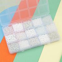 YWJC Penjualan Terlaris 15 Grid Per Set 210 Gram Aksesoris Perhiasan Gelang Kalung Manik-Manik Kaca Tabung Set Bahan Manik-Manik