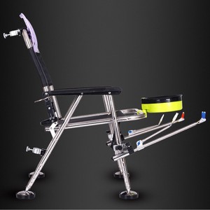 Chaise de pêche en acier inoxydable de qualité supérieure 56X55X77 pliable portable pour loisirs en plein air, chaise de plage avec porte-gobelet - Product Image 1