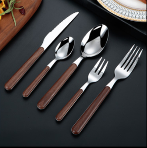 Chất lượng cao kết cấu bằng gỗ thép không gỉ Flatware Retro nhựa xử lý muỗng nĩa và dao thiết lập dao kéo - Product Image 3