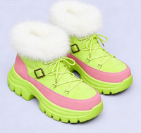 Nouvelles bottes d'hiver pour femmes 2026, luxe, vert et rose, thermiques, imperméables, design unique, doublure en coton, respirantes, chaudes, cheville