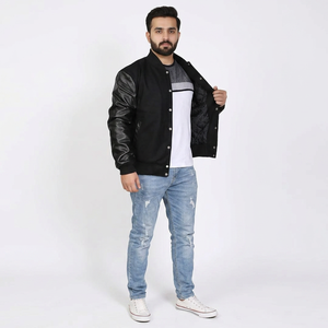 Custom High Street Style <b>Baseball</b> Letterman Varsity <b>Jacket</b> Quality Fleece with Stand Collar Customized Color <b>Jacket</b> <b>For</b> <b>Men</b> - Product Image 1