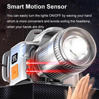 Lampe frontale à détecteur de mouvement type-c zoomable 3600mAh affichage numérique laser blanc 30W LED phare de randonnée en plein air lampe frontale à induction