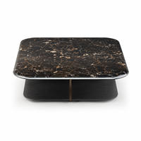 Table basse de luxe moderne en marbre noir rose, grande et carrée, pour salon et hall d'hôtel